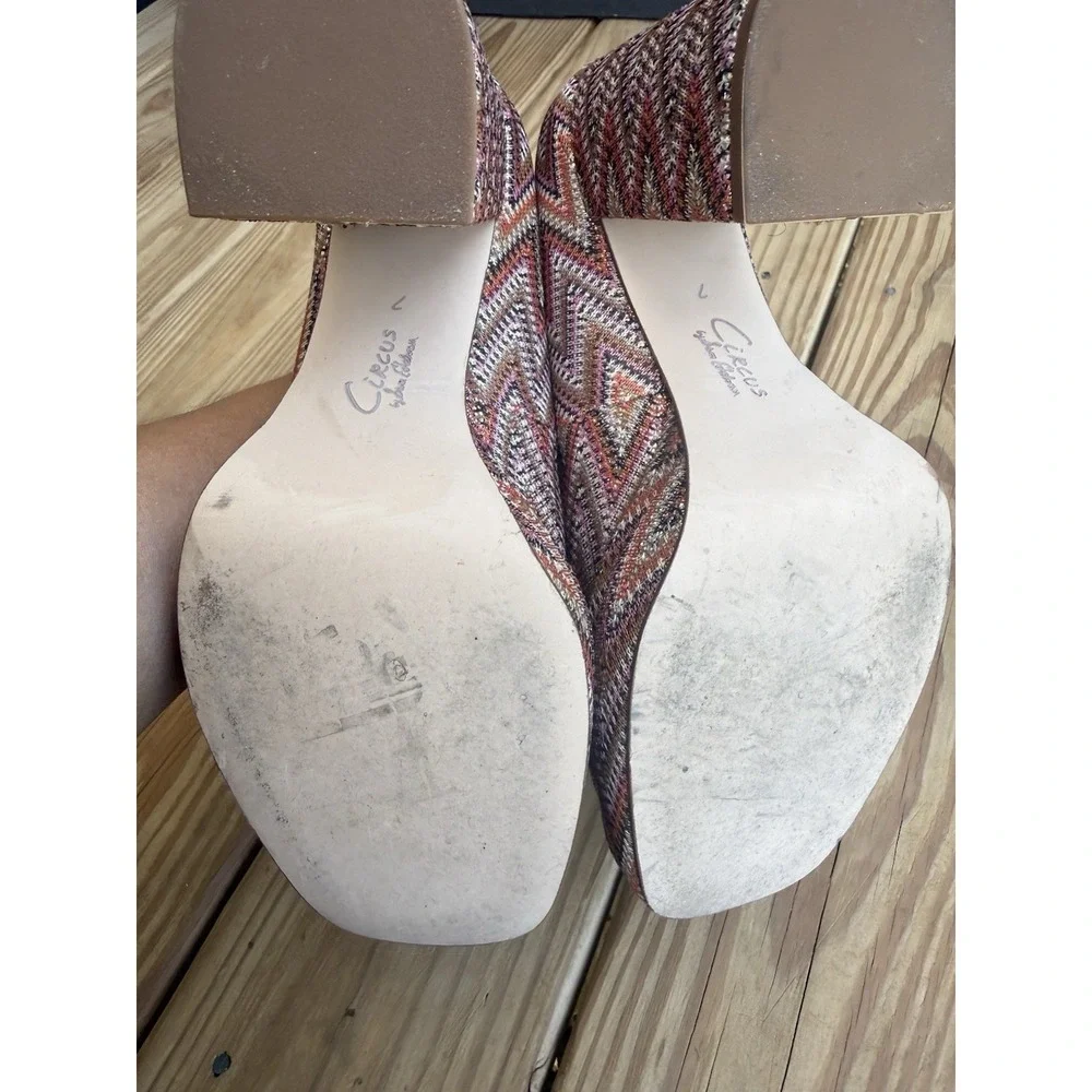 Sam Edelman Circus Mauve/Amber Chevron Print Platform Mary Jane Heels sz 7M